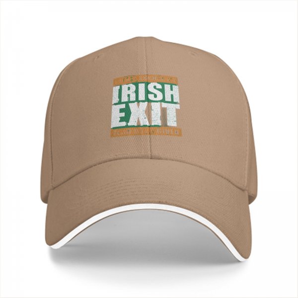 Black baseball cap with 'Please Excuse My Irish Exit Zero Byes Given' print