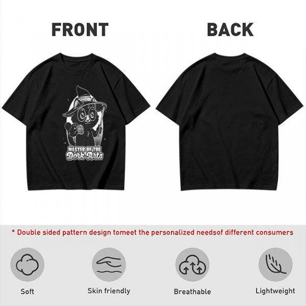Olive T-Shirt with Black Cat Wizard 'Master of the Dork Arts' Print