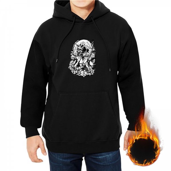 Black hoodie with skull and floral graphic print