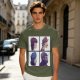 Olive T-Shirt With Four Gorillaz Character Portraits Print