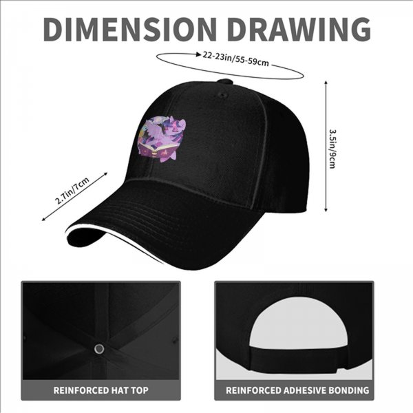 Black baseball cap with Twilight Sparkle reading a magic book print