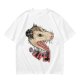 Olive T-Shirt With Aggressive Opossum 'LIFE!' Graphic Print