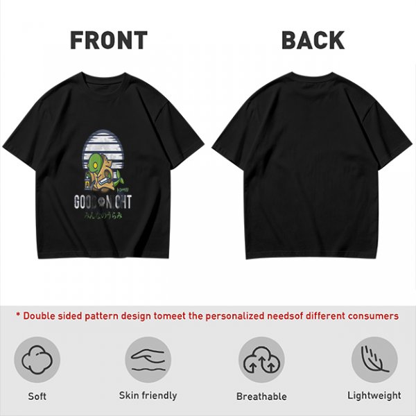 Olive green graphic t-shirt with Tonberry 'Good Night' print
