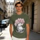 Olive T-shirt with Totoro and Cherry Blossom Tree Art Print