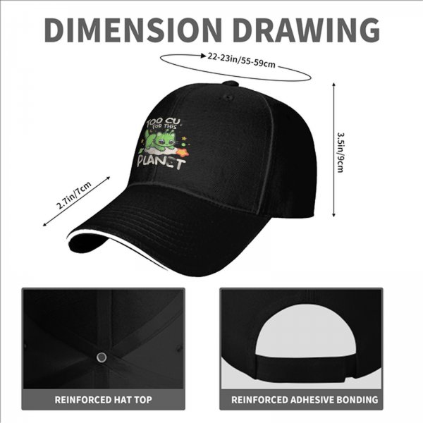 Too Cute For This Planet Alien Cat Graphic Baseball Cap
