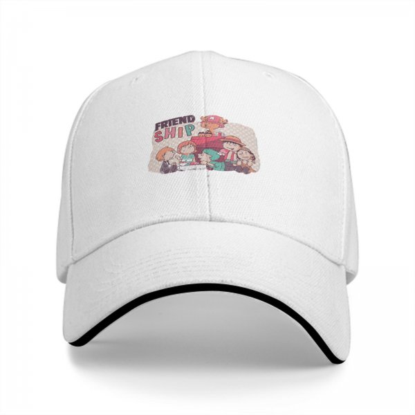 Black Baseball Cap with Friendship Themed Cartoon Print