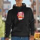 Black hoodie featuring a cute axolotl eating ramen bowl design