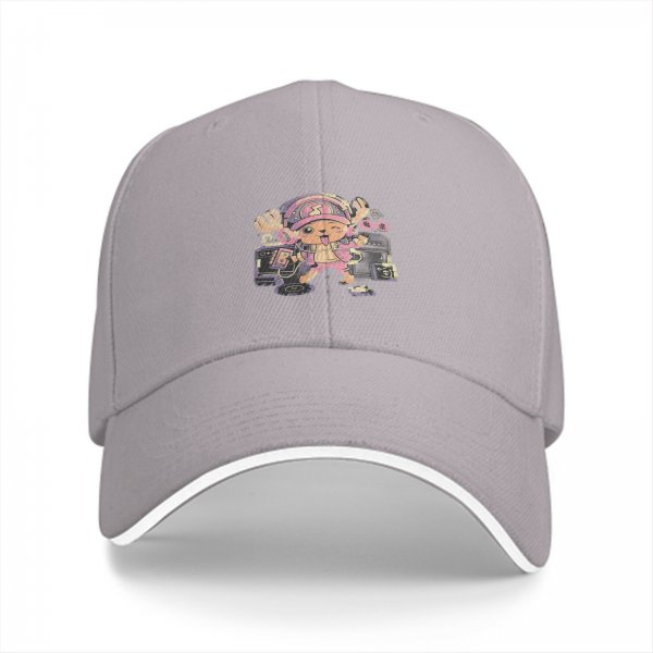 Black Baseball Cap with Anime Character DJ Print