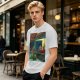 Olive T-Shirt With Surreal Bar Scene Graphic Print