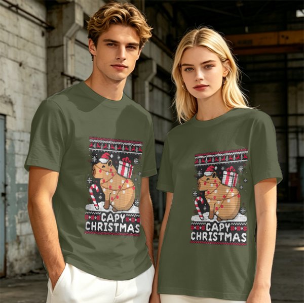 Capy Christmas Ugly Christmas Sweater Style T-Shirt