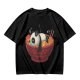 Olive green t-shirt with a panda relaxing in a steaming ramen bowl print