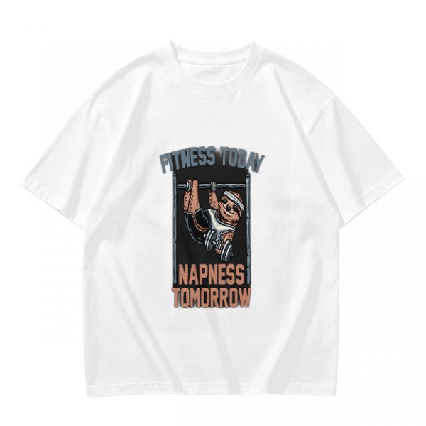 Olive T-Shirt with Sloth Fitness Today Napness Tomorrow Print