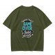 Olive t-shirt with 'Behind Every Game Over A Restart Awaits' gaming print