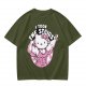 Olive t-shirt with muscular Hello Kitty graphic and 'I Took The Stairs' text