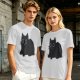 Oversized Olive T-Shirt With Black Cat Graphic Print