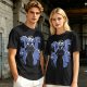 Olive T-Shirt With Blue Fantasy Animal Heads Graphic Print