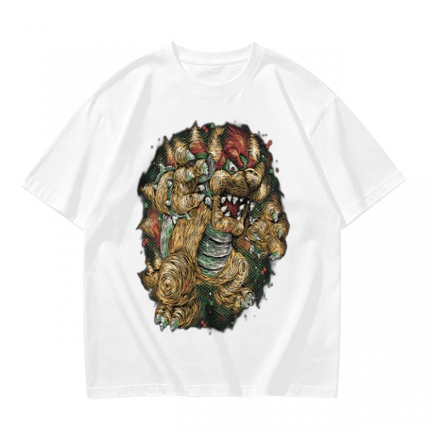 Olive Green T-Shirt With Detailed Monster Dragon Print