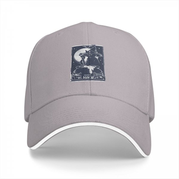 Black Baseball Cap With Witch Cat Cauldron Tarot Art Print