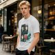 Olive Graphic Tee With Alien Stress Headache Themed Art