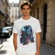 Olive T-shirt with fantasy warrior and moon graphic print