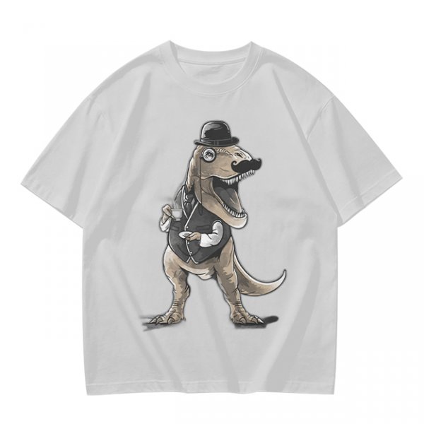 Olive T-Shirt with Gentleman T-Rex Dinosaur Print