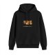 Black hoodie with three playful cat graphic print