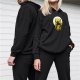 Black Hoodie With Fantasy Monster And Small Figure Under Full Moon Art