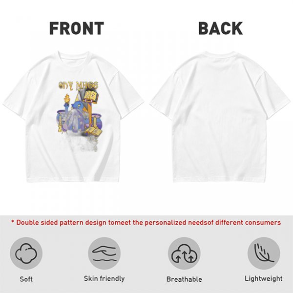 Olive T-Shirt with Shy Mage Wizard and Magical Artwork Print
