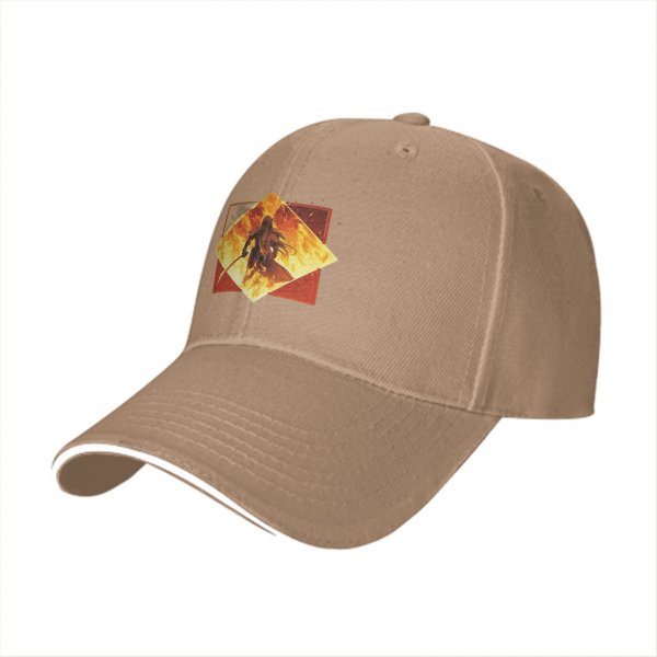 Black Baseball Cap With Fiery Warrior Silhouette Graphic