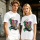 Olive T-shirt with Halloween Jack-o'-lantern Warrior Graphic