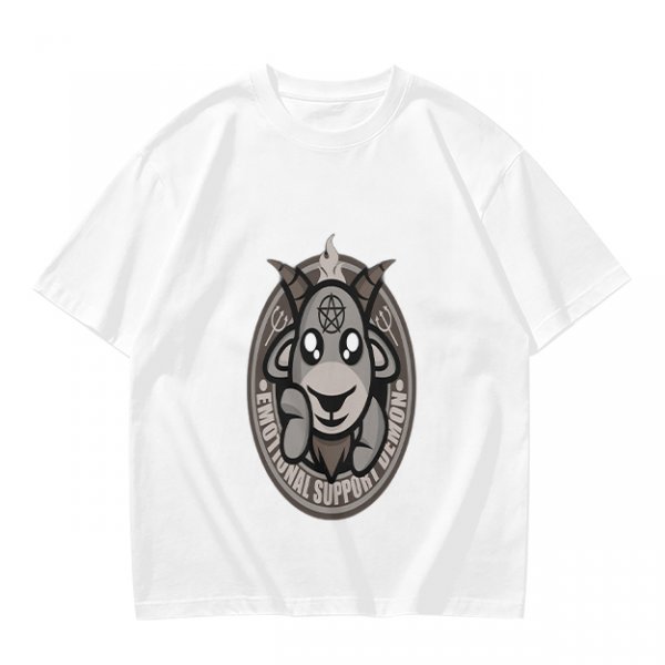 Olive T-Shirt With Cute Emotional Support Demon Goat Graphic
