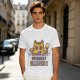Olive T-Shirt With Cat Eating Snacks Frequent Snacks Print