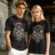 Olive Green Swordsman Skull Graphic Short Sleeve T-Shirt