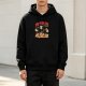 Black hoodie with playful puppy pepperoni pizza graphic