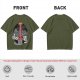 Olive T-shirt with Cat Sauron Tower Fantasy Art Print
