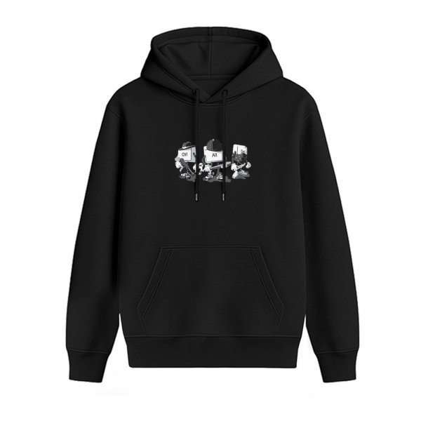 Black Hoodie With Ctrl Alt Del Keyboard Character Graphic