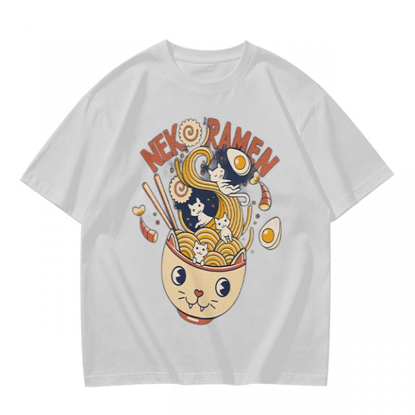 Neko Ramen Cat Bowl Graphic T-Shirt Design