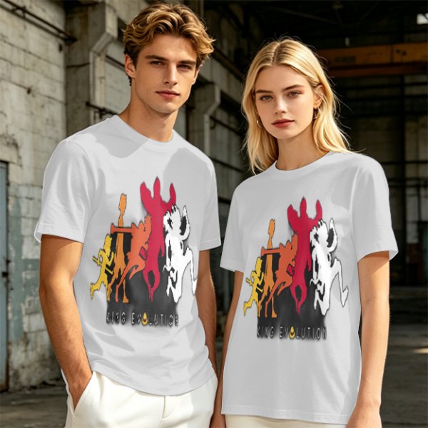 Olive Graphic T-Shirt with King Evolution Character Silhouettes