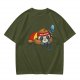 Olive green t-shirt with sleeping sloth graphic design