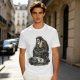 Olive T-shirt with Ghostface driving a Ghostbusters-style car graphic