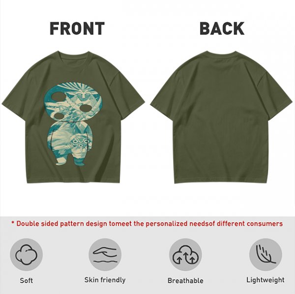 Olive T-Shirt With Fantasy Forest Spirit Graphic Print