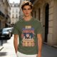 Olive T-Shirt with Cat Ramen Shop Artwork