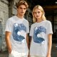 Olive T-Shirt With Two Facing Fantasy Figures And Orb Art Print