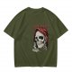 Olive Graphic T-Shirt with Skull and 'I Love My Job' Print