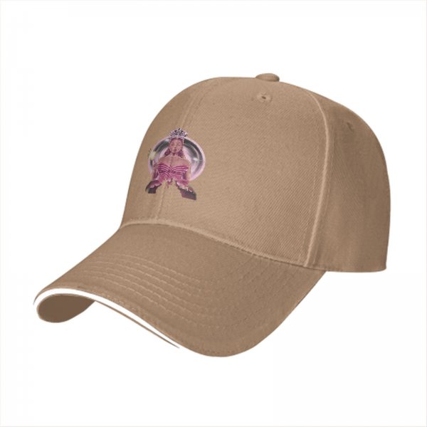 Black Baseball Cap With Pink Fairy Princess Graphic Print