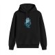 Black Hoodie With Blue Fantasy Warrior And Beast Graphic Print
