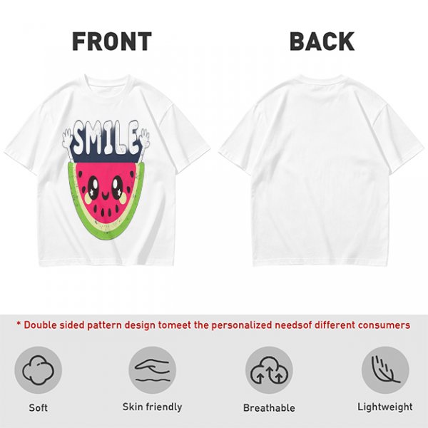 Olive T-Shirt With Cute Watermelon Graphic And Smile Text