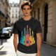 Olive T-Shirt With Colorful Cat Guitar Illustration