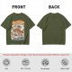 Olive t-shirt with Japanese octopus sushi warrior wave graphic