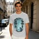Olive T-Shirt With Silhouetted Forest Scene And Two Figures